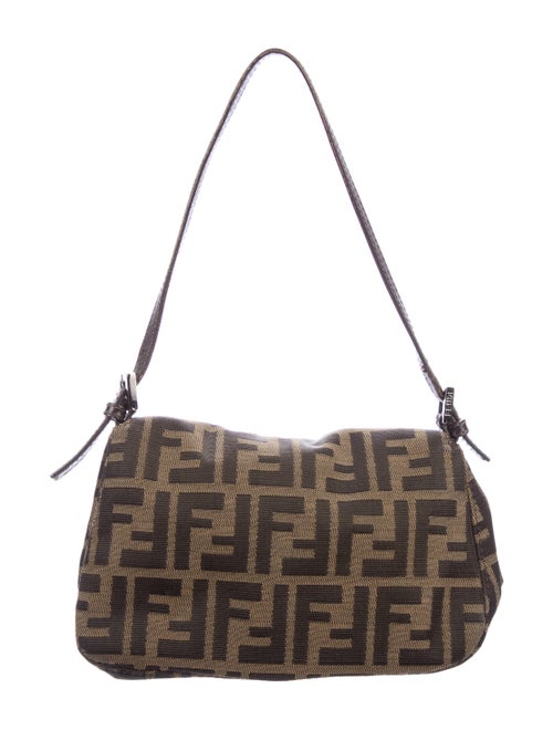 Fendi Leather-Trimmed Zucca Baguette