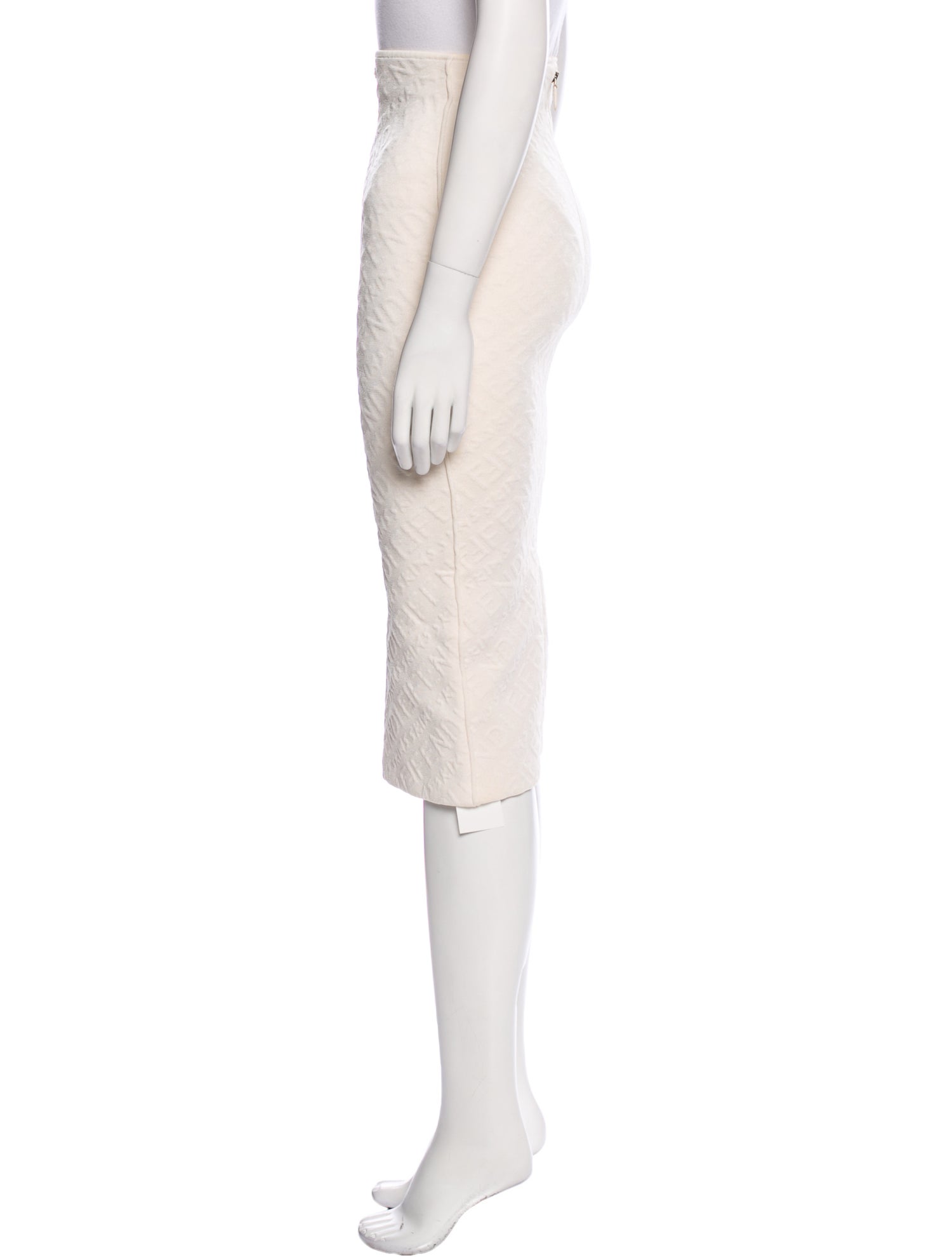 FENDI★WHITE VISCOSE BLEND STRETCH SKIRT Fendi x Skims Knee-Length Skirt - Neutrals Skirts, Clothing