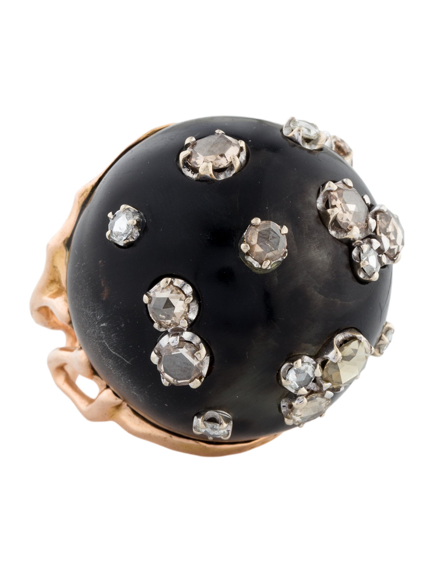 Federica Rettore 18K Horn & Diamond Bombe Cocktail Ring