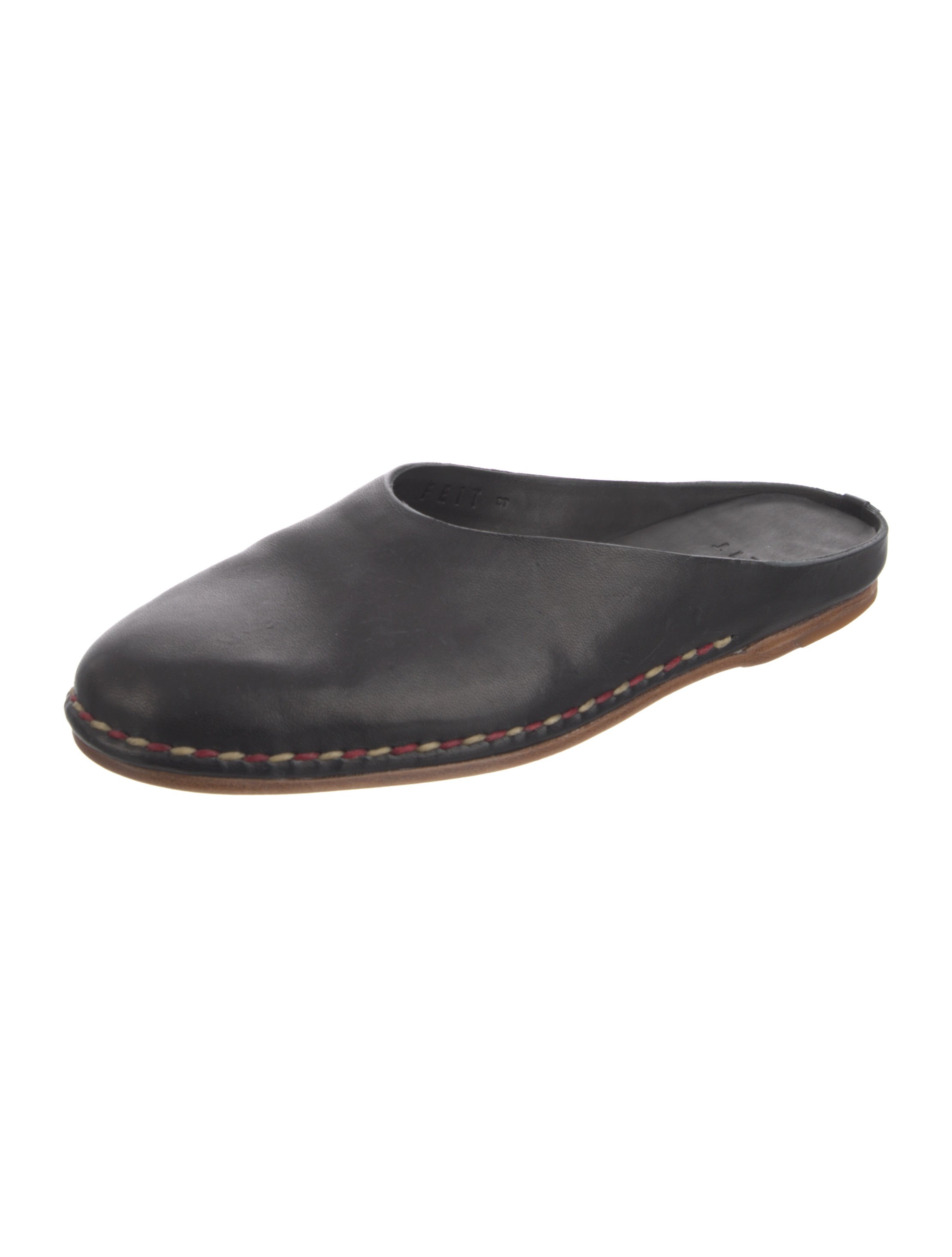 Feit Leather Mules - Black Flats, Shoes - FFEIT20791 | The RealReal