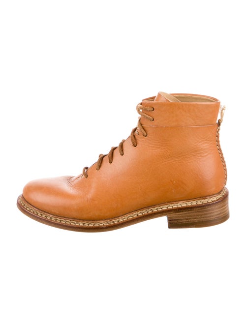 Feit Leather Whipstitch Trim Lace-Up Boots