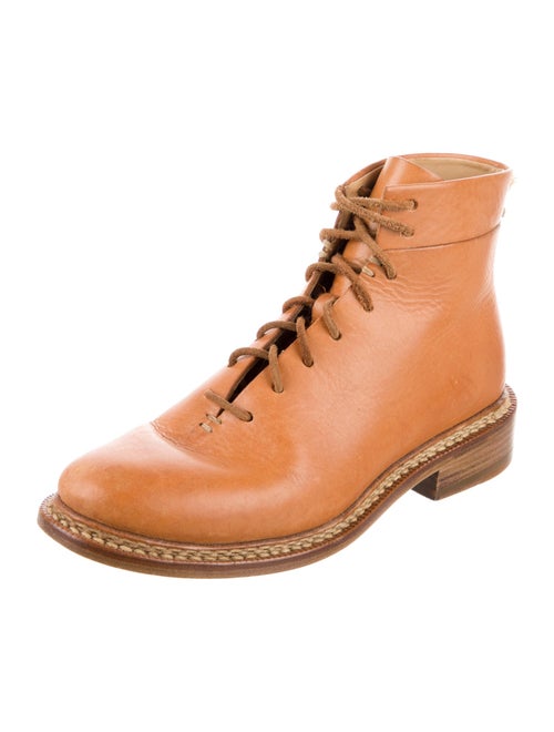 Feit Leather Whipstitch Trim Lace-Up Boots
