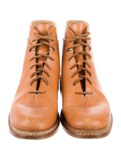 Feit Leather Whipstitch Trim Lace-Up Boots