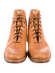Feit Leather Whipstitch Trim Lace-Up Boots
