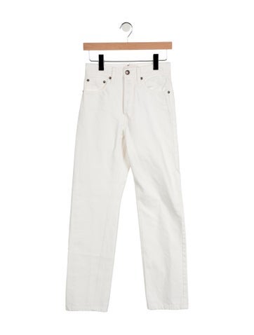 Pre-owned Aflalo Mid-rise Straight Leg Jeans In White
