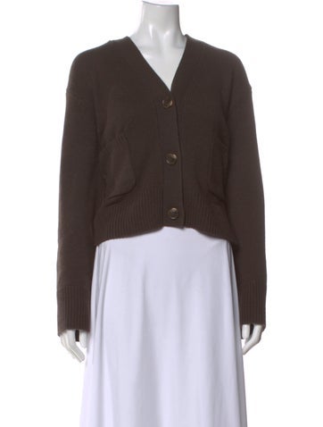 Pre-owned Almada Label Merino Wool V-neck Sweater In Brown