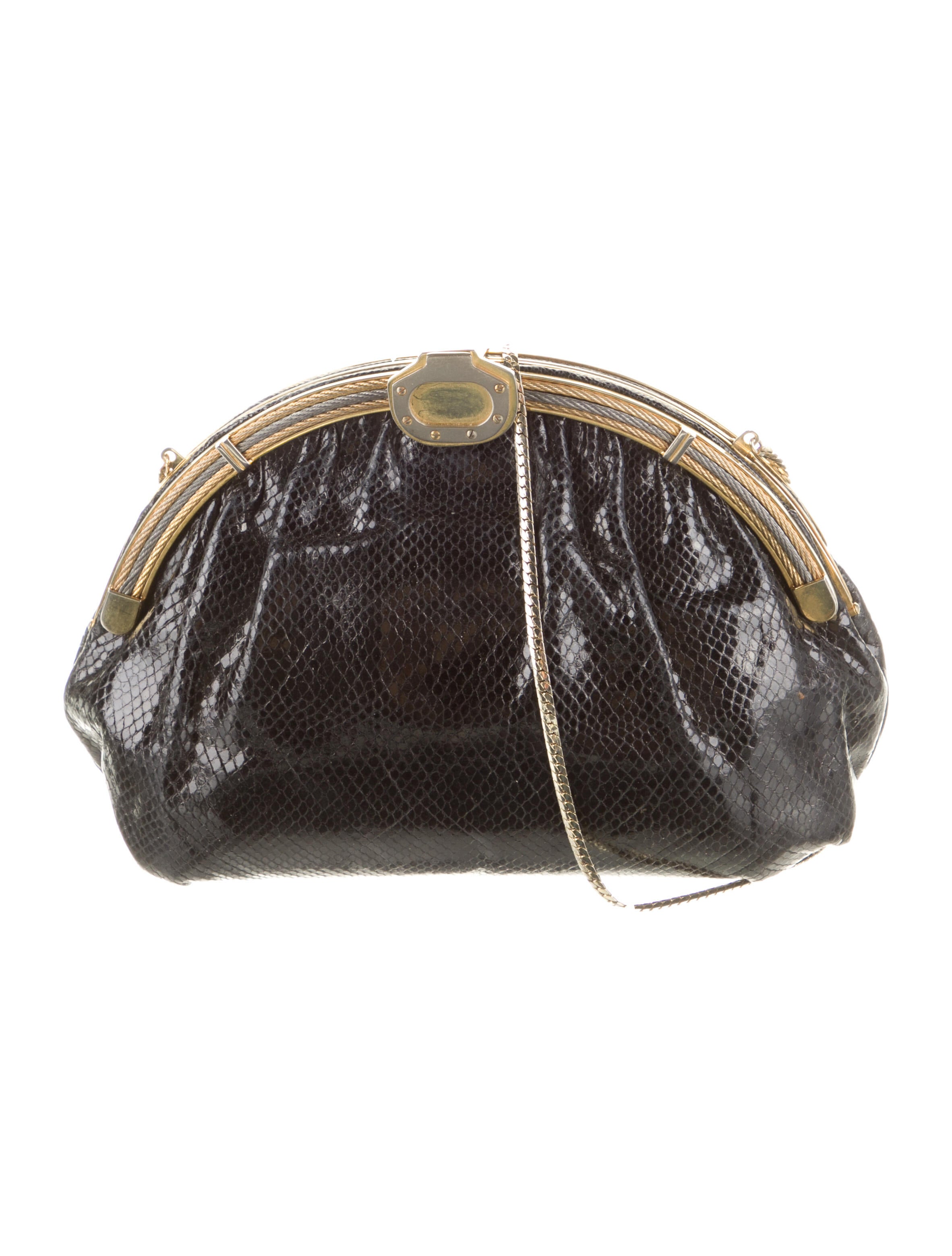 Bally Satin Evening Bag Black Evening Bags, Handbags WB247296 The