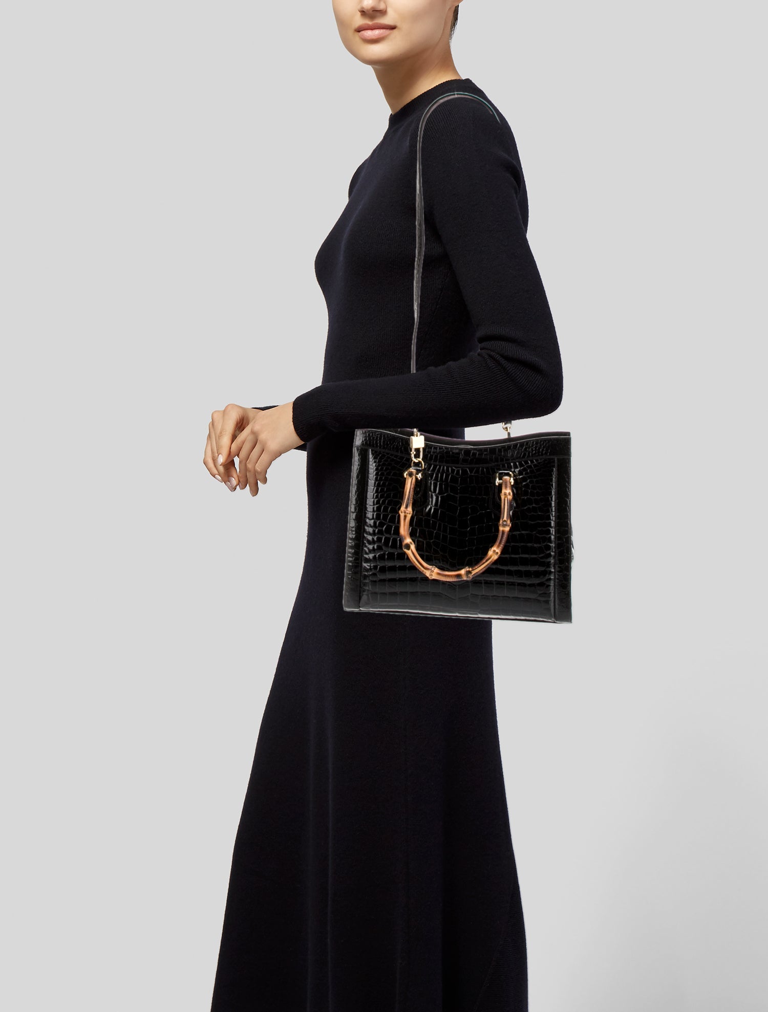 Finesse La Model Embossed Leather Top Handle Bag