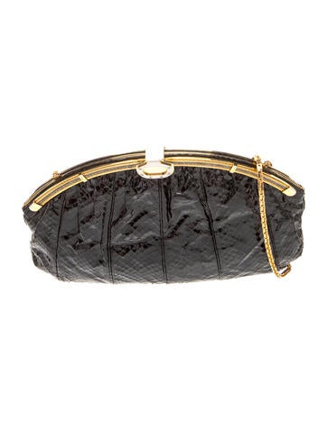 Pre-owned Finesse La Model Snakeskin Shoulder Bag In Black