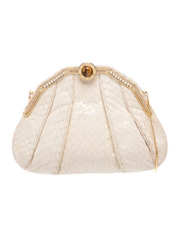 Pre-owned Finesse La Model Leather Evening Bag In Neutral