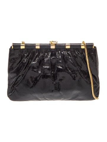 Pre-owned Finesse La Model Leather Evening Bag In Black