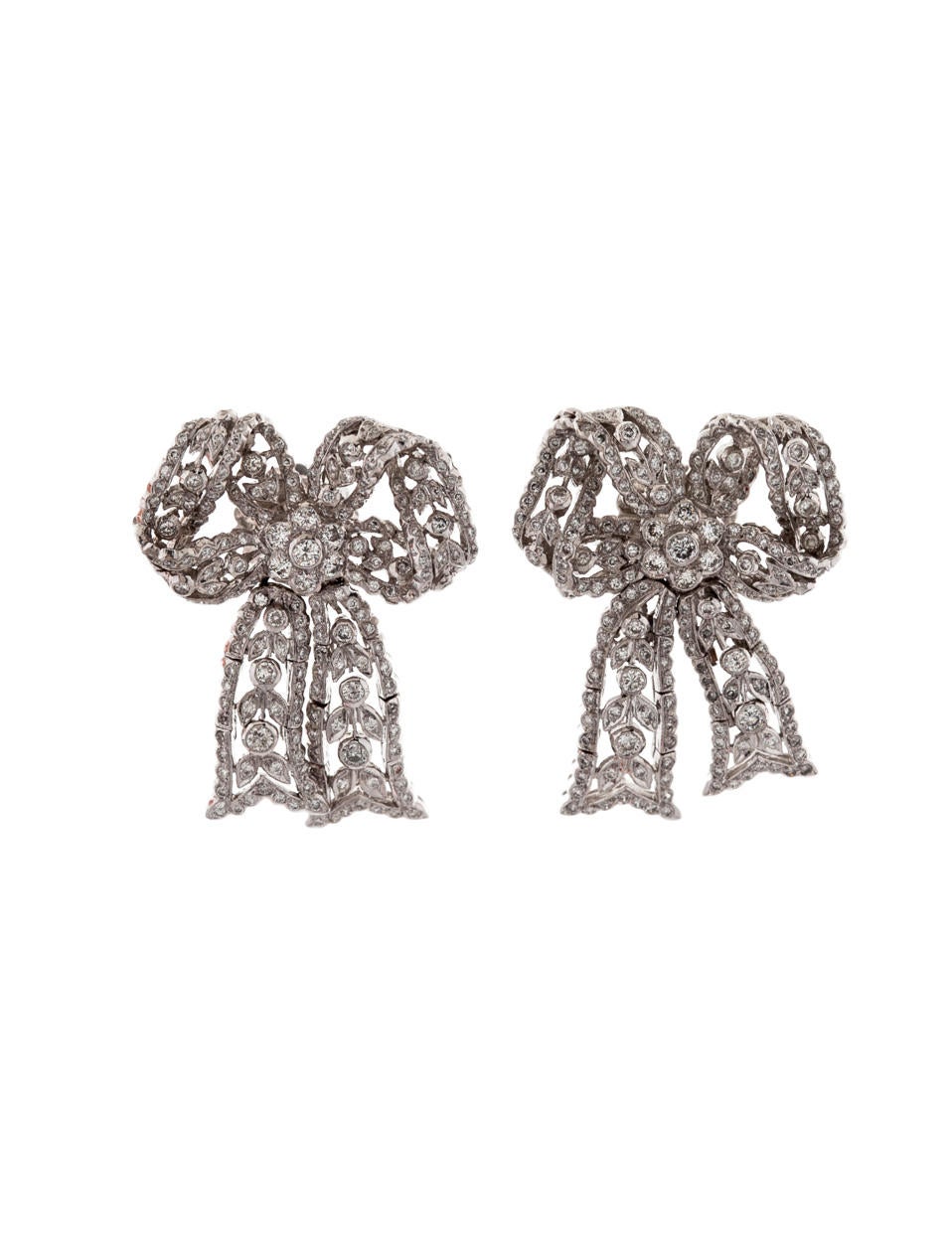 Diamond Bow Earrings 3.70ctw Earrings FJE01551 The RealReal