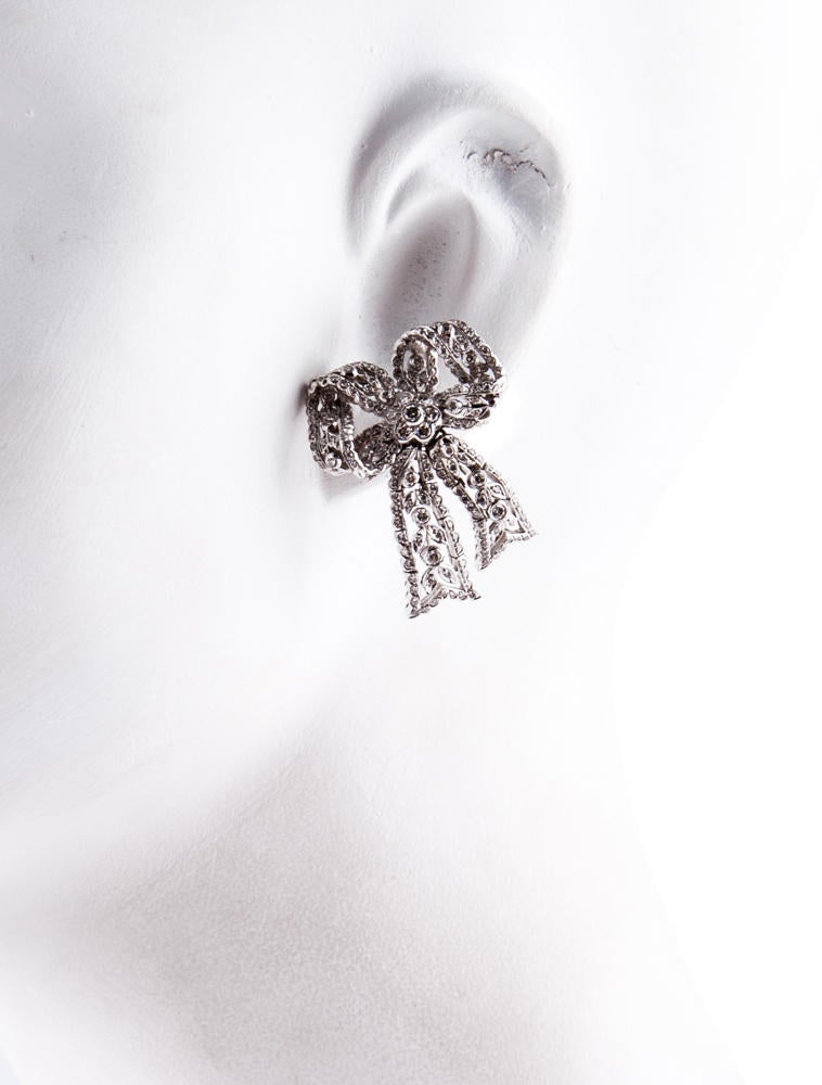 Diamond Bow Earrings 3.70ctw Earrings FJE01551 The RealReal