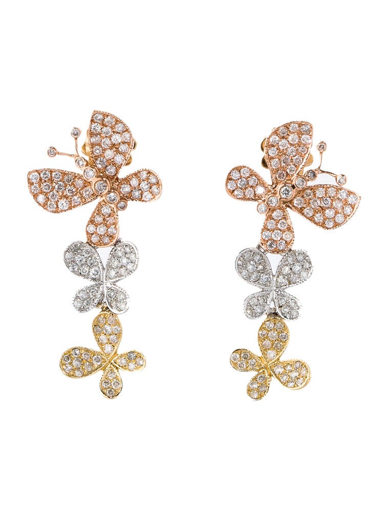 1.46ctw Diamond Butterfly Drop Earrings Earrings FJE20891 The