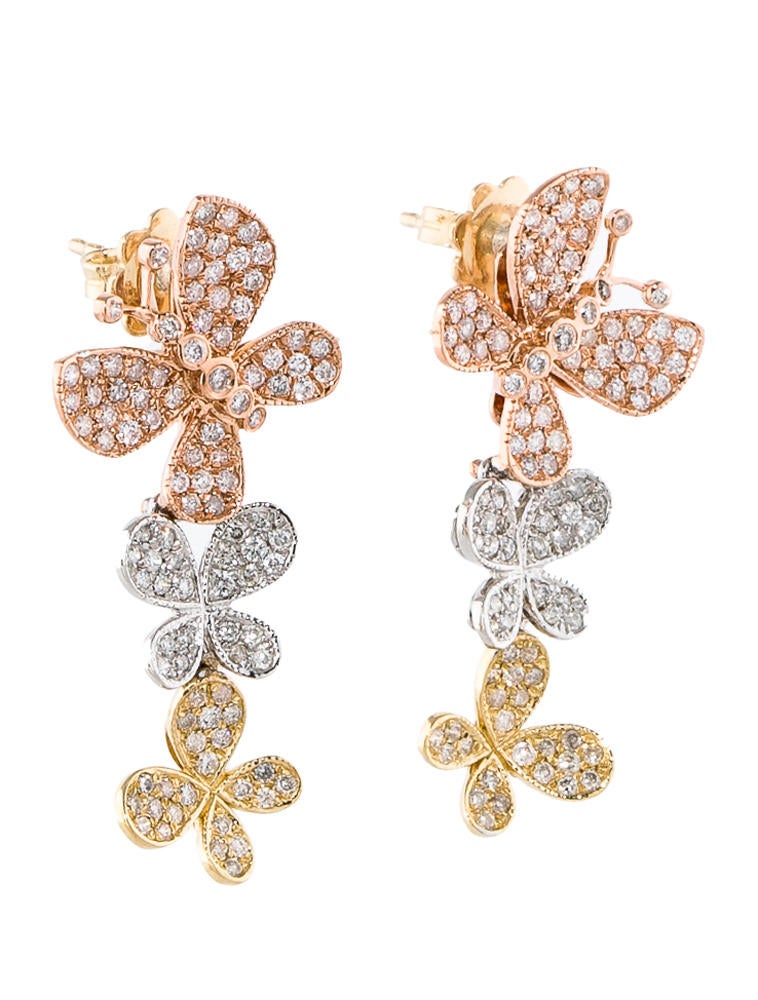 1.46ctw Diamond Butterfly Drop Earrings Earrings FJE20891 The