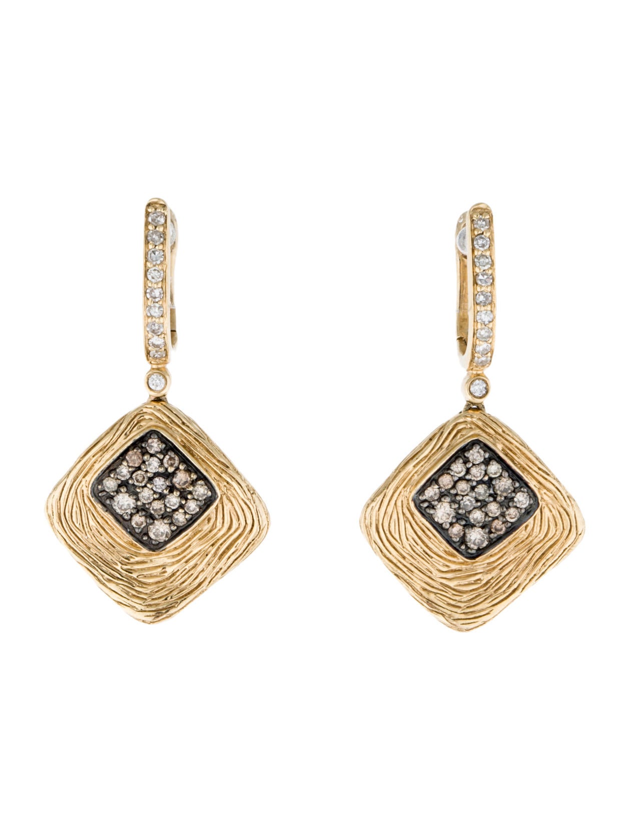 Brown and White Diamond Drop Earrings Earrings FJE23801 The RealReal