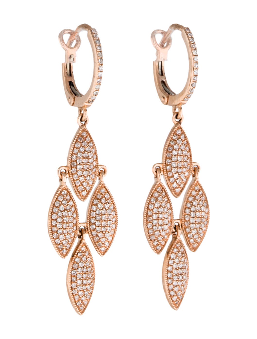 14K Pavé Diamond Link Drop Earrings Earrings FJE24015 The RealReal