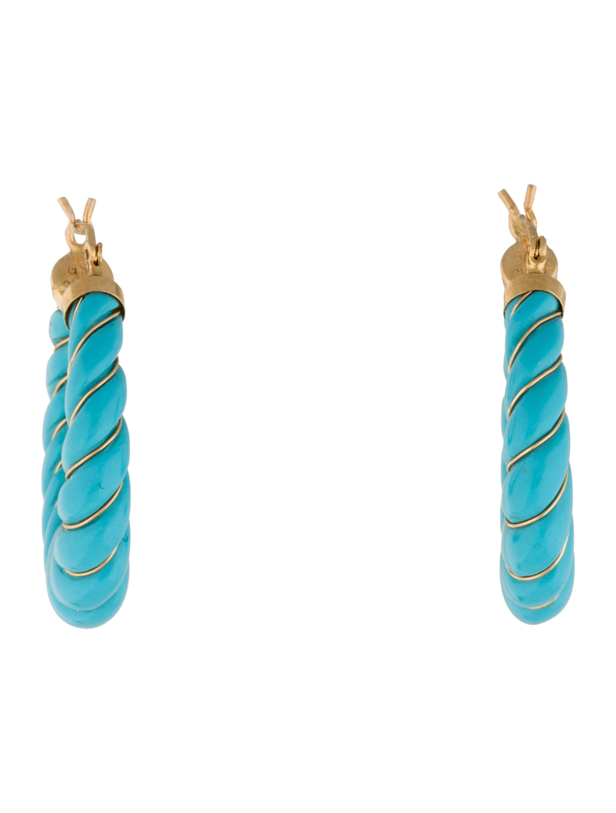 14K Turquoise Hoop Earrings Earrings FJE28655 The RealReal