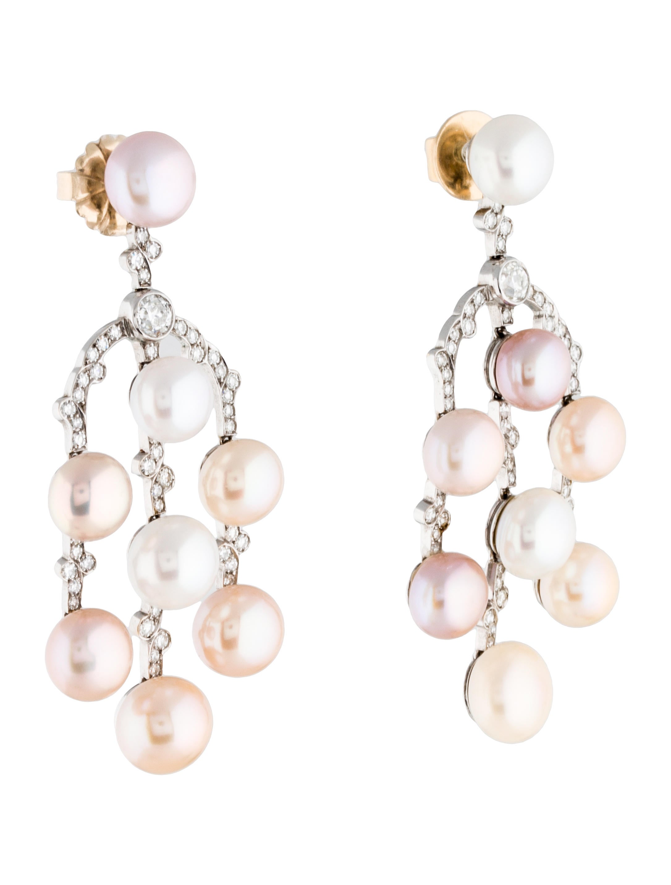 18K Pearl and Diamond Chandelier Earrings Earrings FJE29853 The