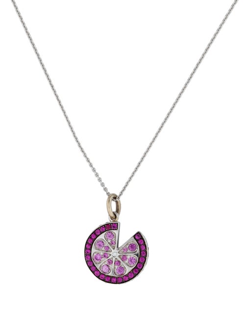 Pink & Yellow Sapphire Pendant Necklace white