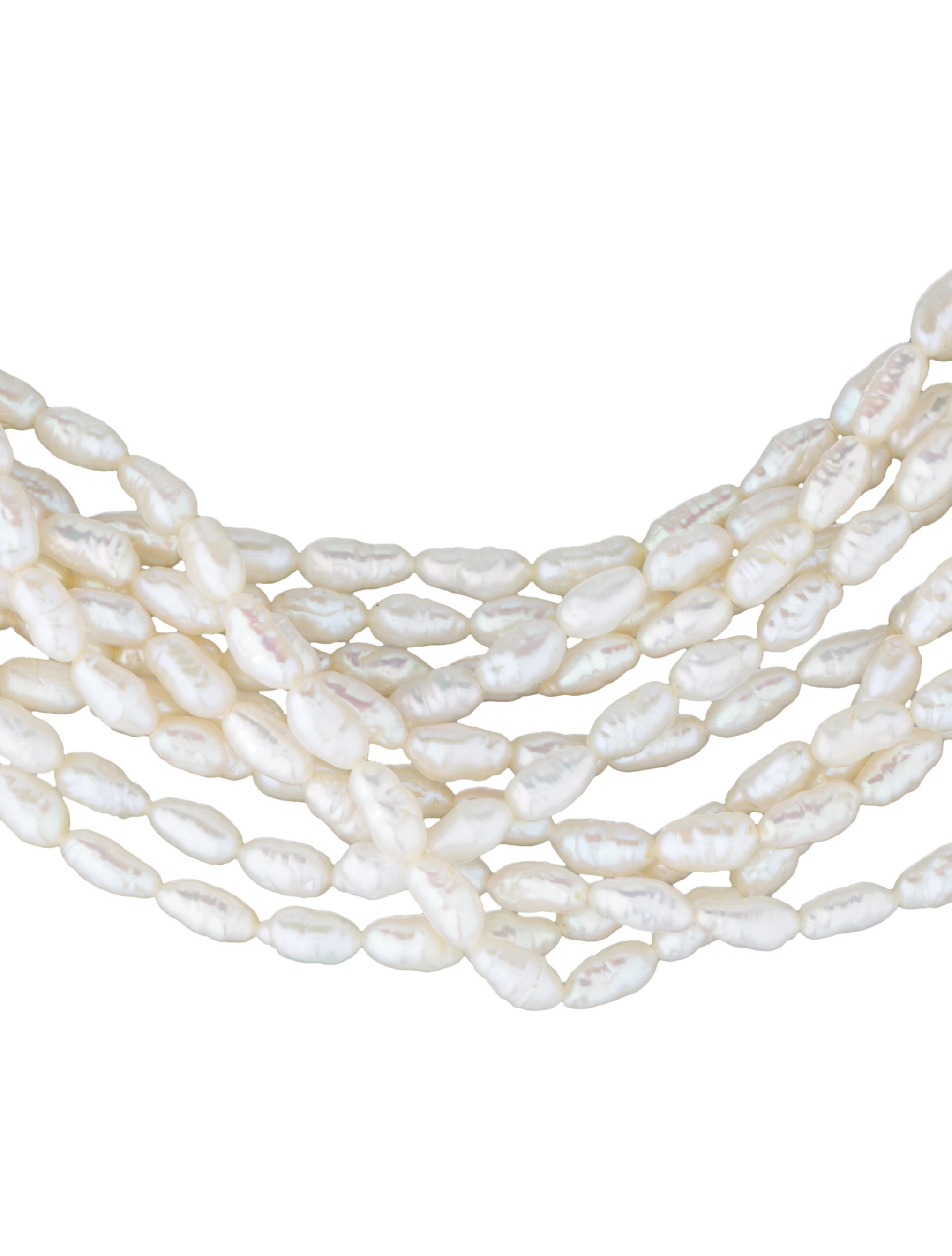 14K MultiStrand Pearl Necklace Gold, 14K Yellow Gold Bead Strand