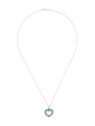 14K Blue Topaz Heart Pendant