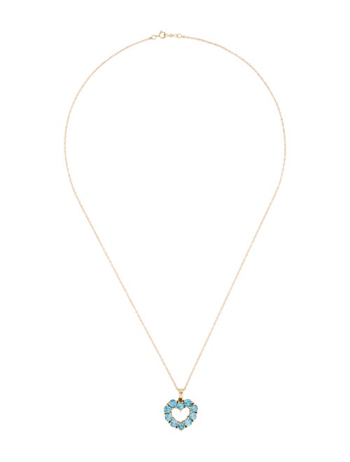 14K Blue Topaz Heart Pendant
