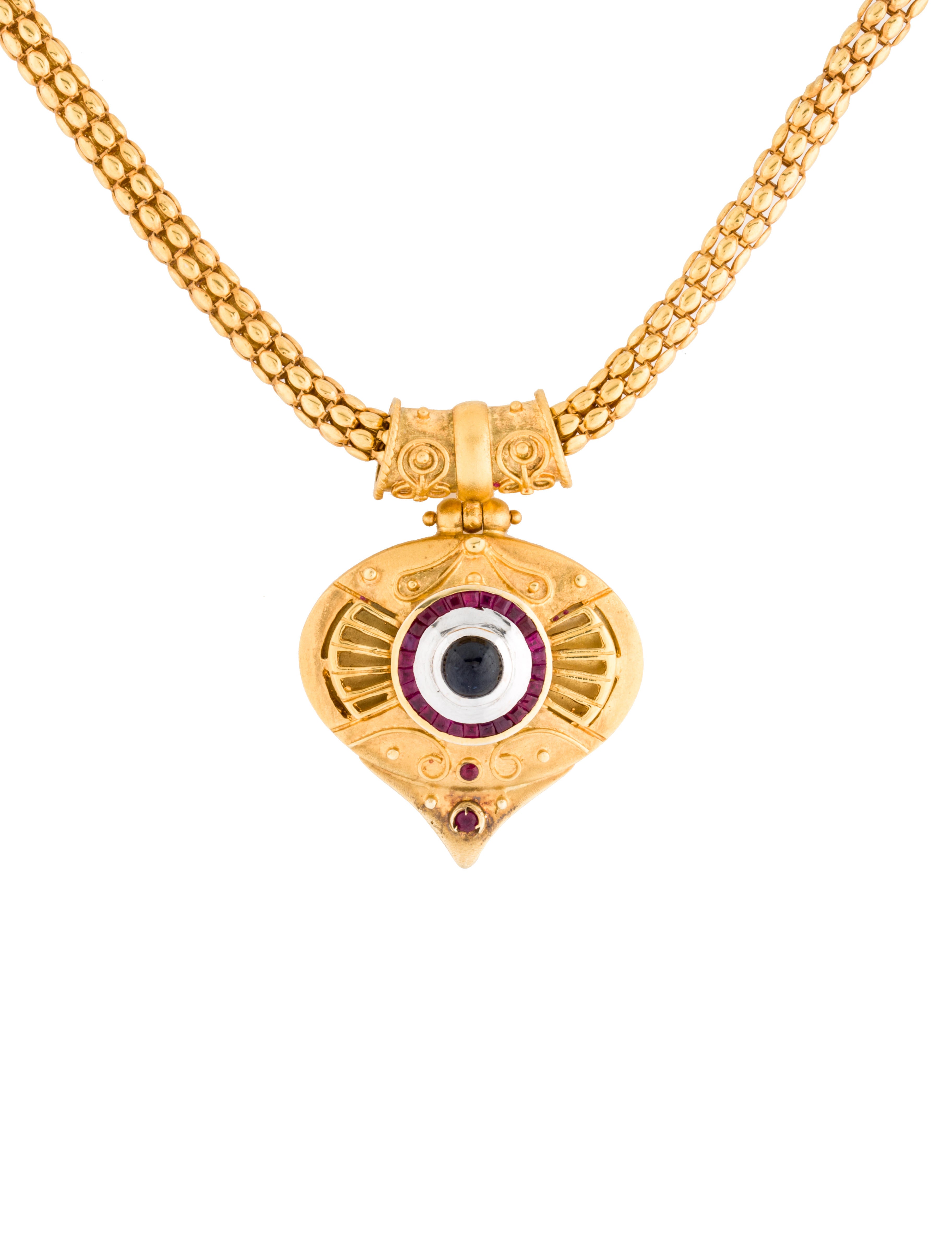 Fine Jewelry Necklace Ruby and Sapphire Pendant Necklace Necklaces