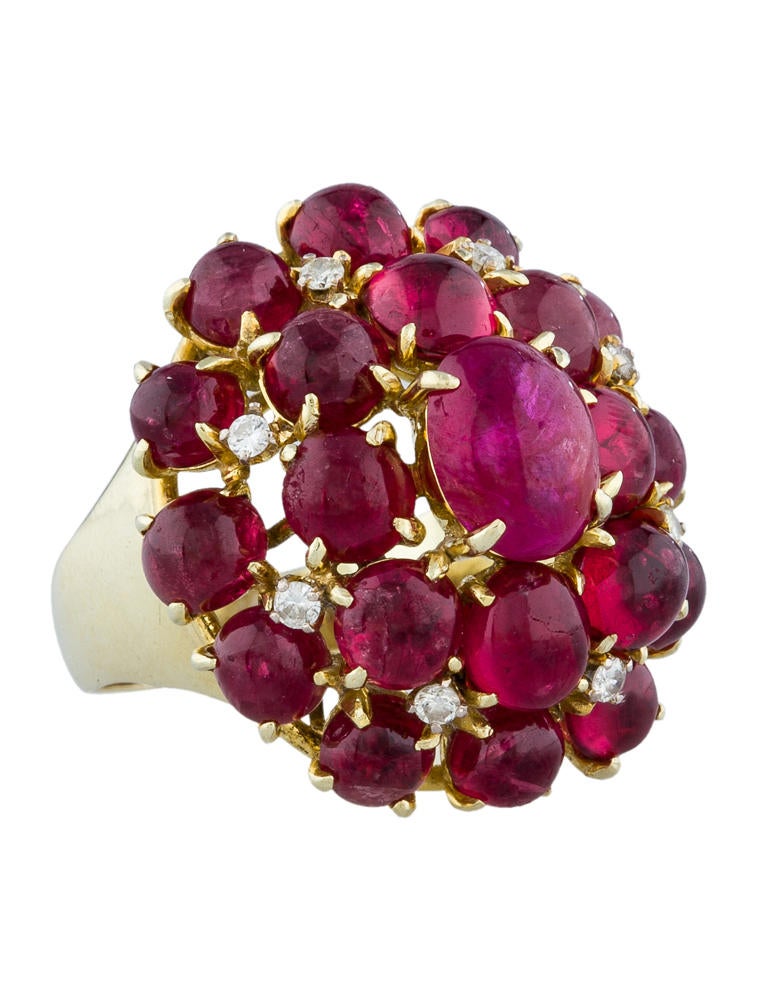 Ruby & Diamond Cluster Ring
