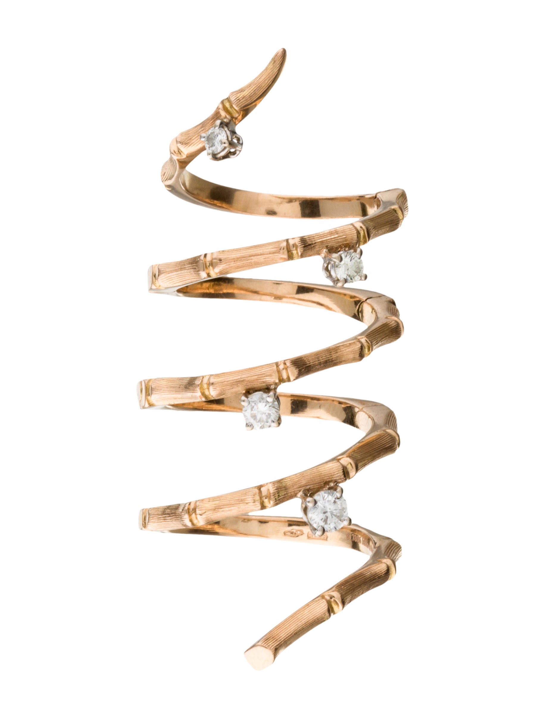 18K Hinged Diamond Bamboo Ring Rings FJR28496 The RealReal