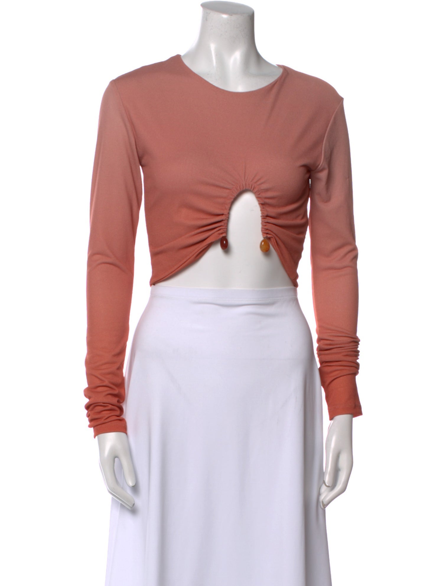 Jade Cropper Crew Neck Long Sleeve Crop Top