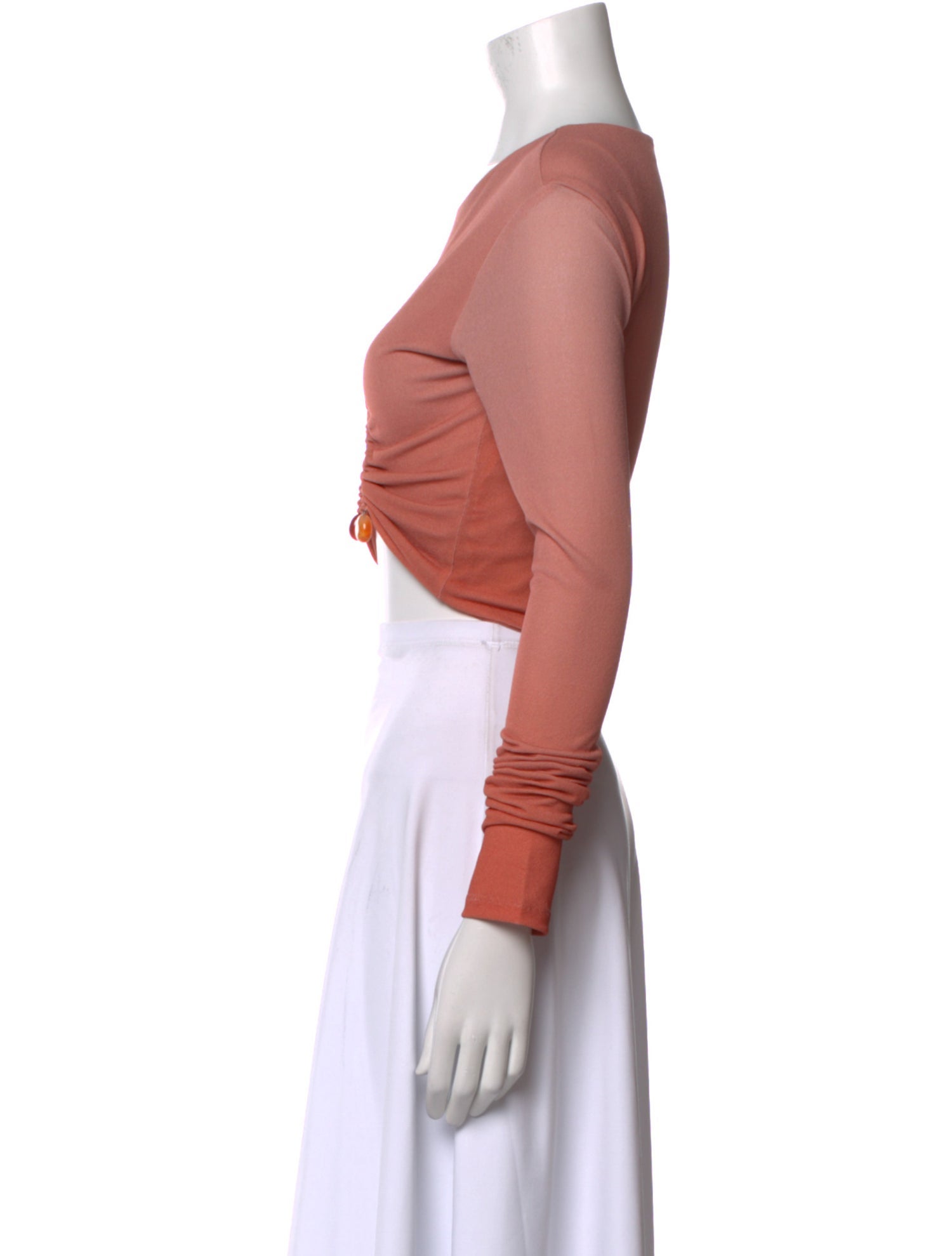 Jade Cropper Crew Neck Long Sleeve Crop Top