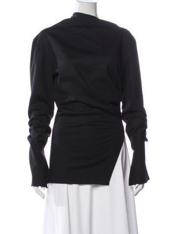 Pre-owned Jade Cropper Virgin Wool Long Sleeve Top In Black