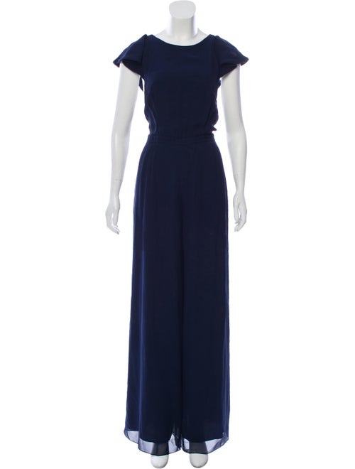 Fleur Du Mal Silk Short Sleeve Jumpsuit Navy