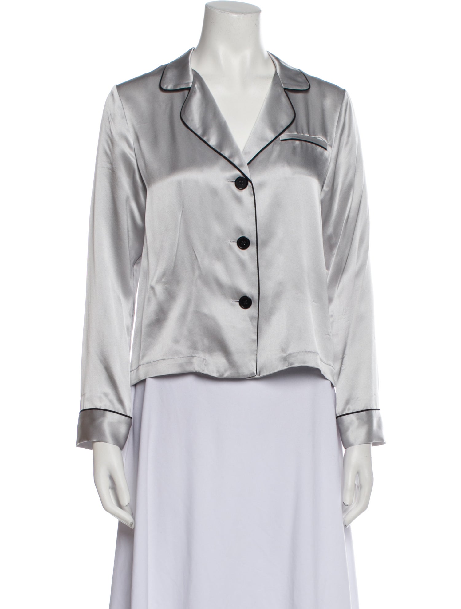 Fleur Du Mal Silk Long Sleeve Button-Up Top w/ Tags