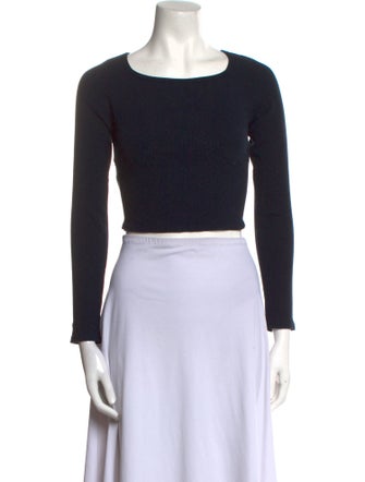 Fleur Du Mal Bateau Neckline Long Sleeve Crop Top