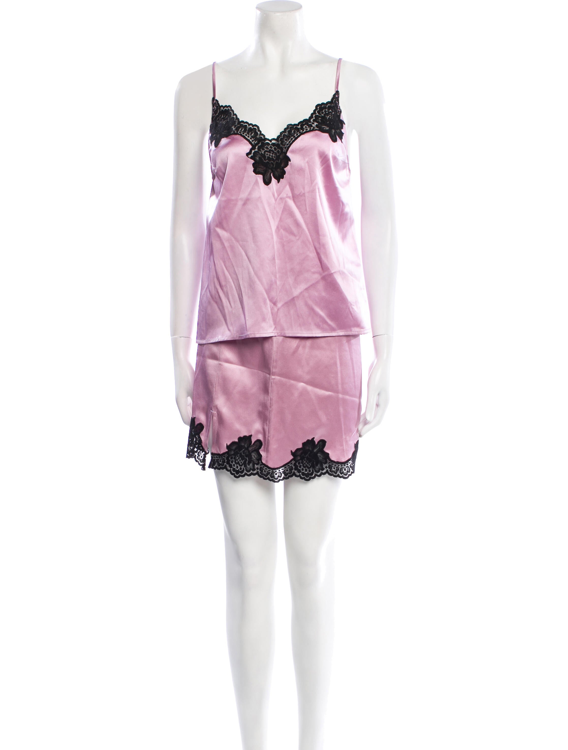 Fleur Du Mal Silk Colorblock Pattern Skirt Set