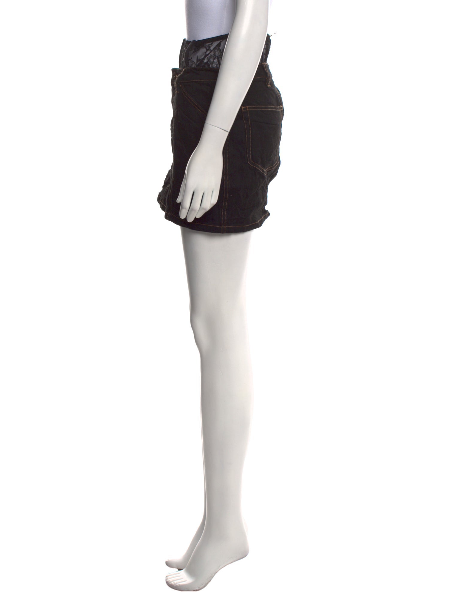 Fleur Du Mal Lace Trim Embellishment Mini Skirt