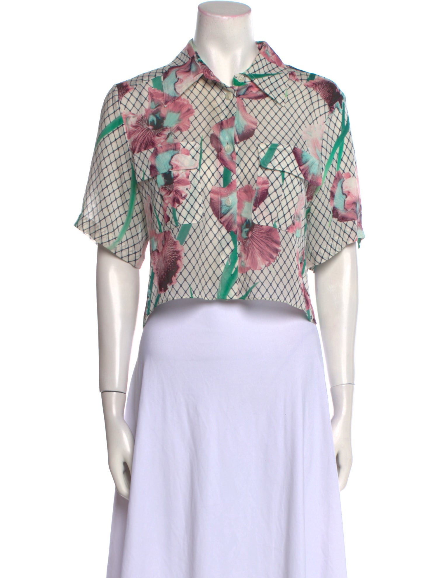 Fleur Du Mal Silk Floral Print Crop Top