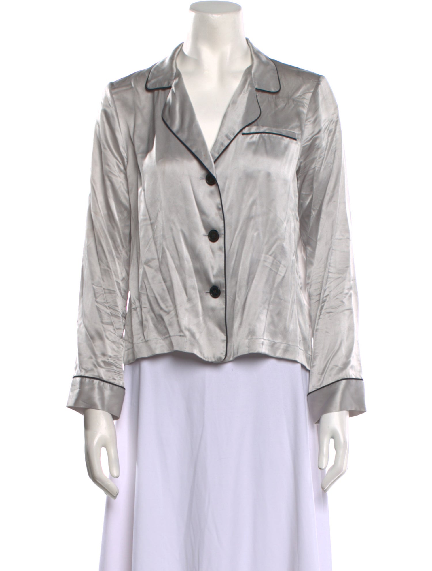 Fleur Du Mal Silk Long Sleeve Button-Up Top