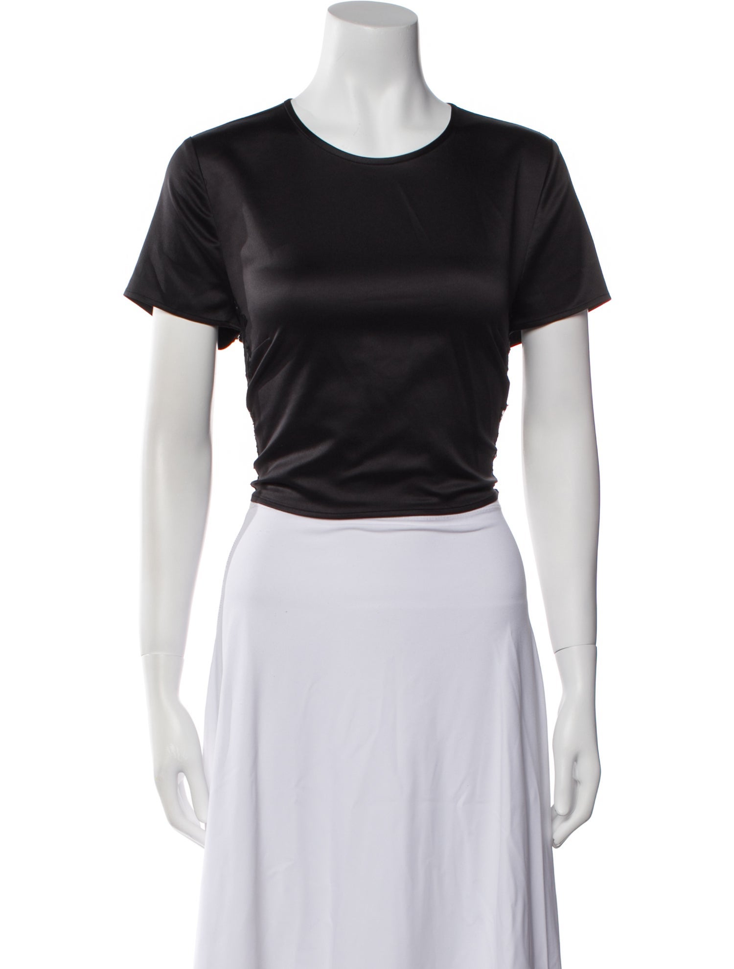 Fleur Du Mal Crew Neck Short Sleeve Crop Top
