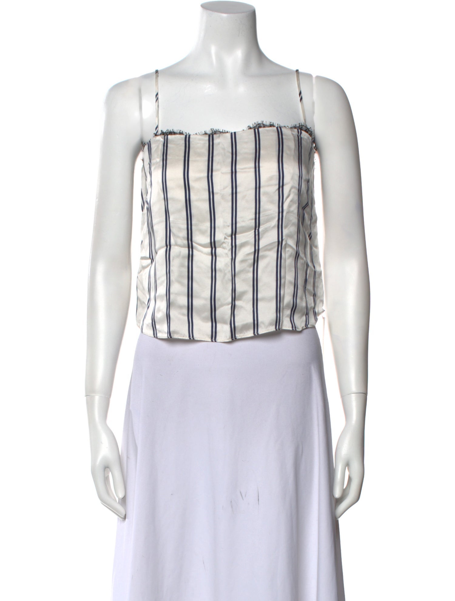 Fleur Du Mal Silk Striped Crop Top