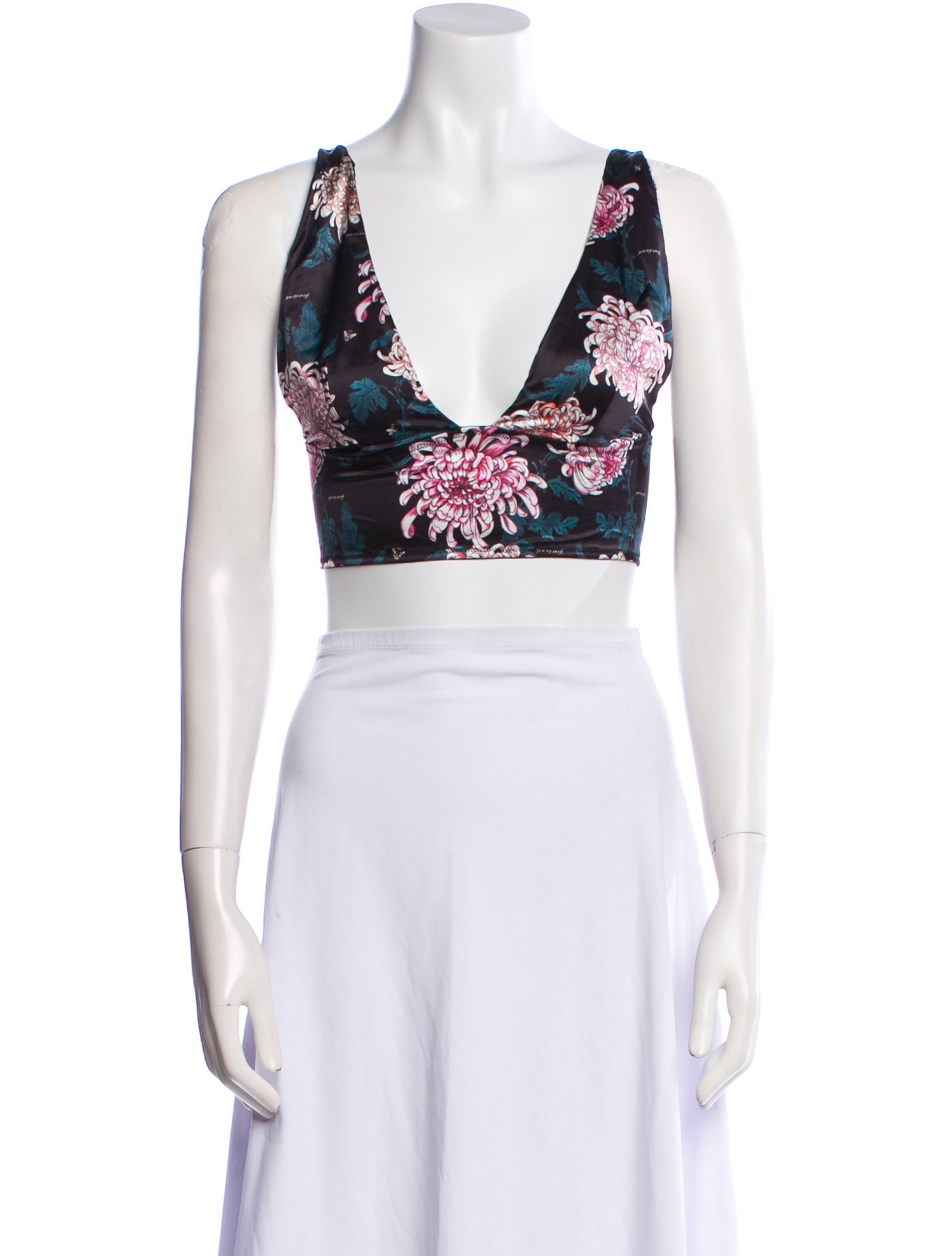 Fleur Du Mal Silk Floral Print Crop Top