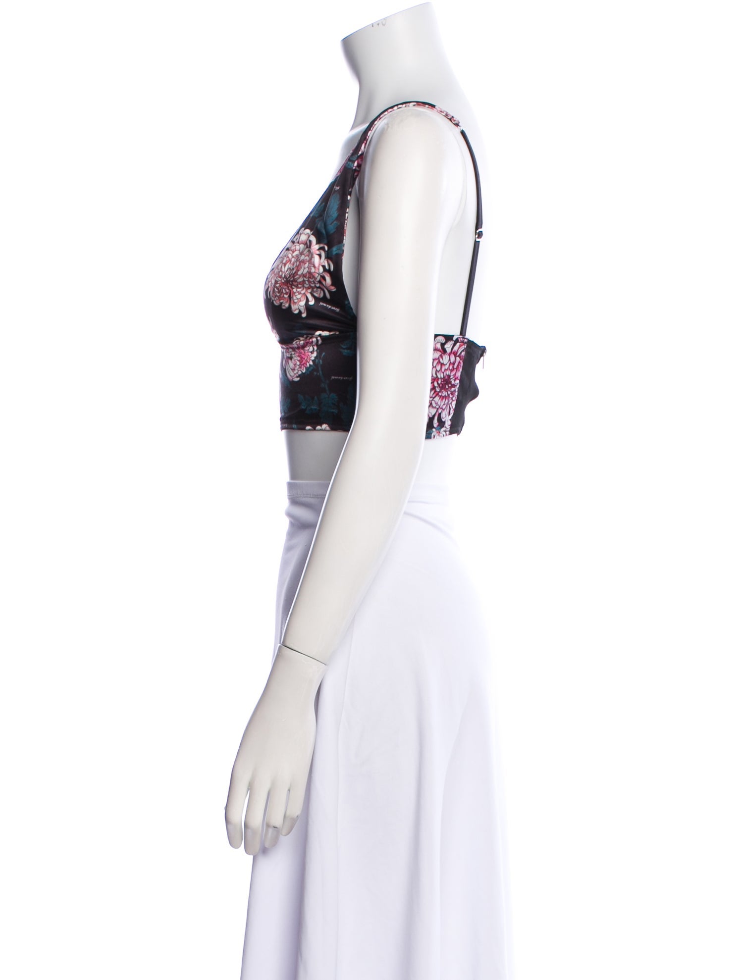 Fleur Du Mal Silk Floral Print Crop Top