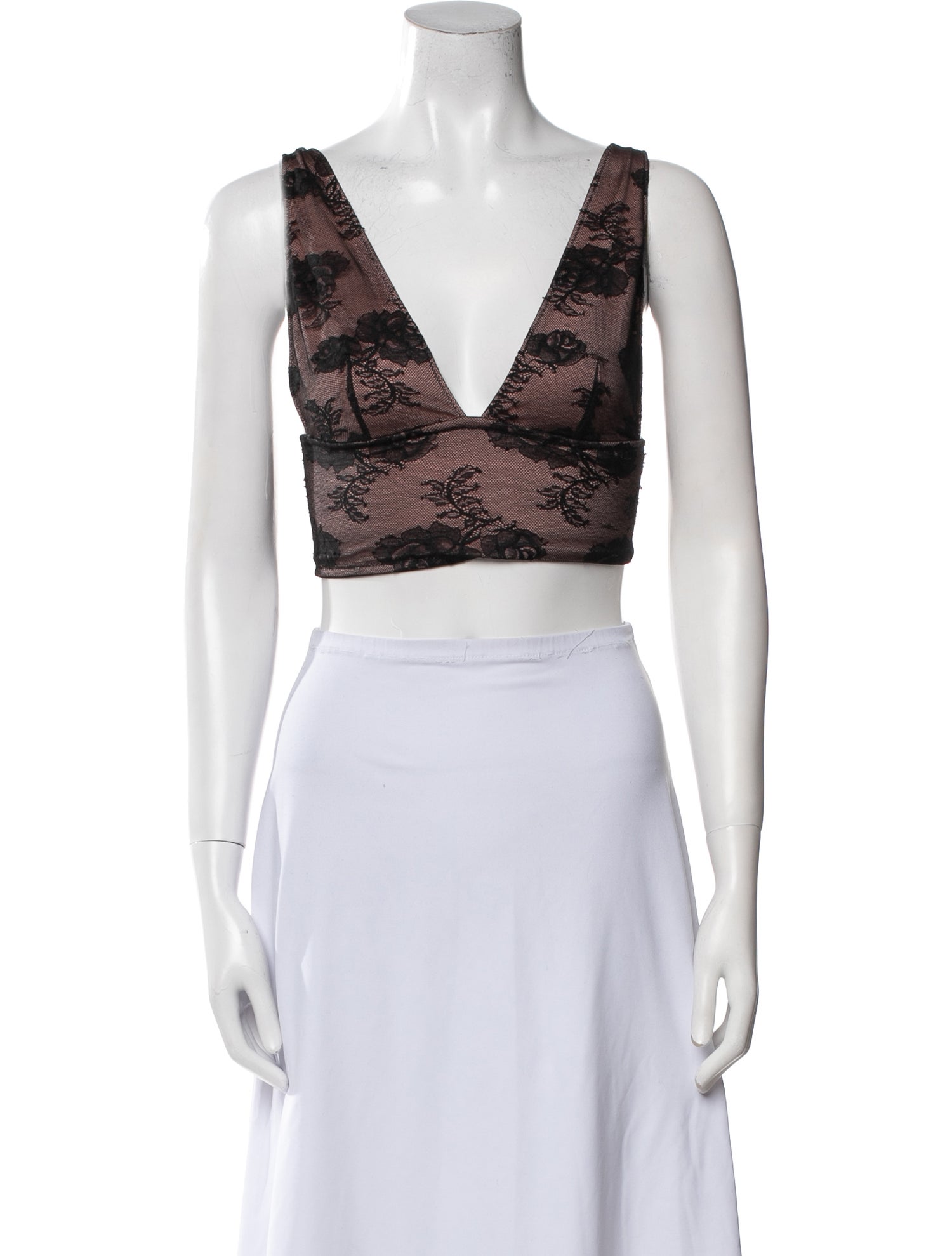 Fleur Du Mal Printed V-Neck Crop Top