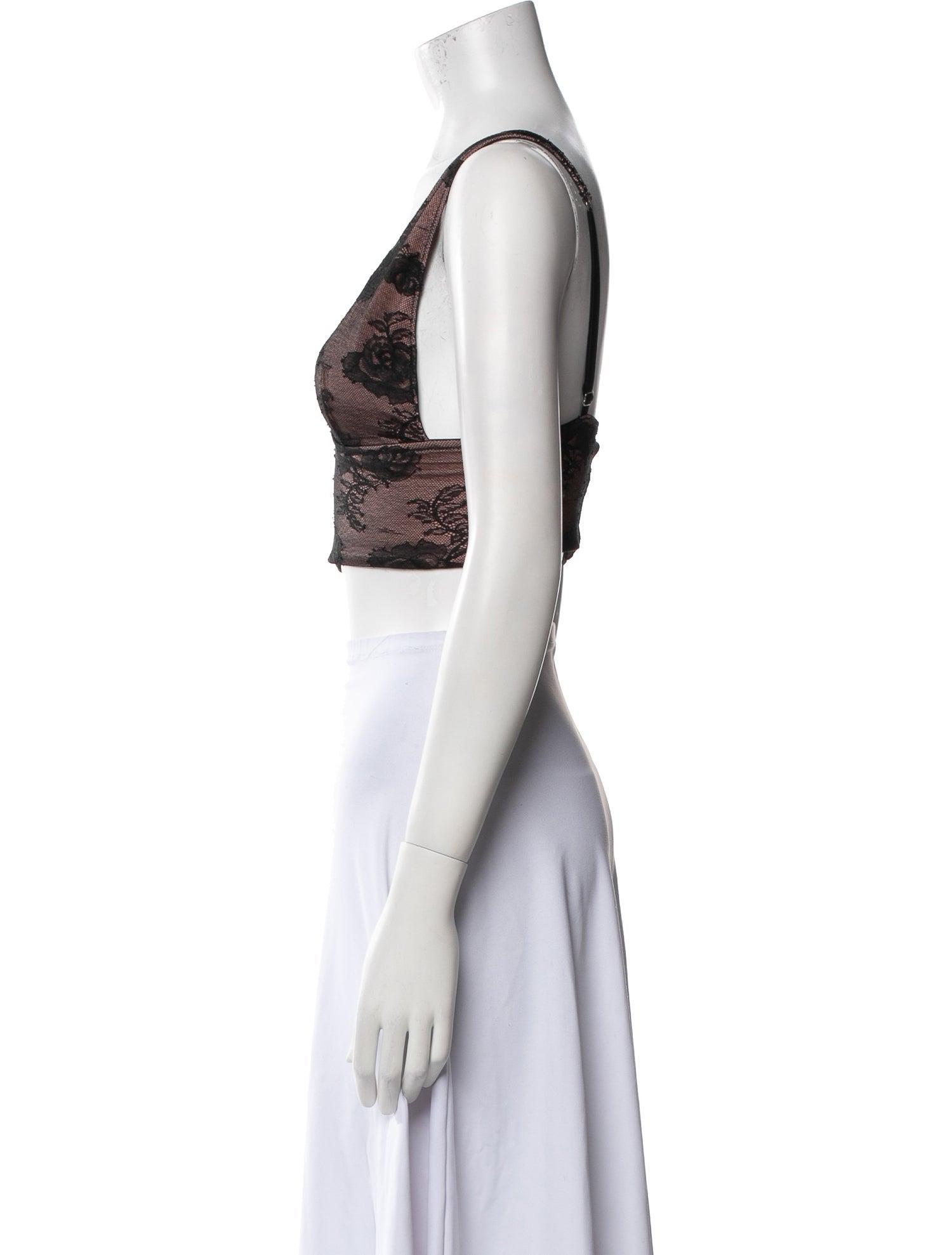 Fleur Du Mal Printed V-Neck Crop Top