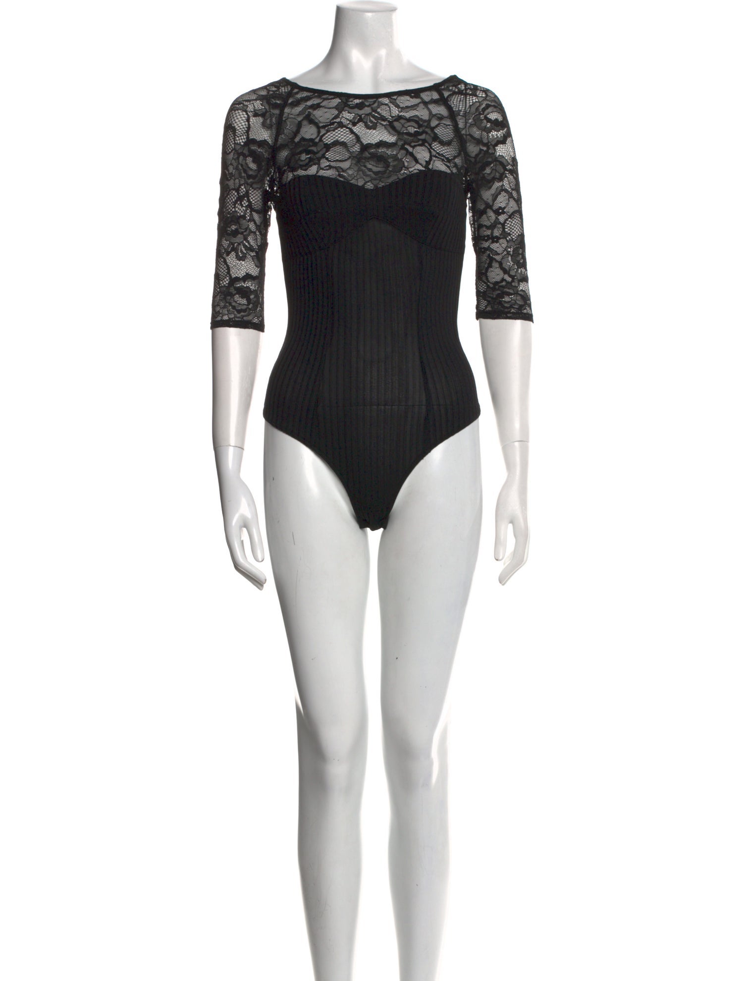 Fleur Du Mal Lace Bateau Neckline Bodysuit