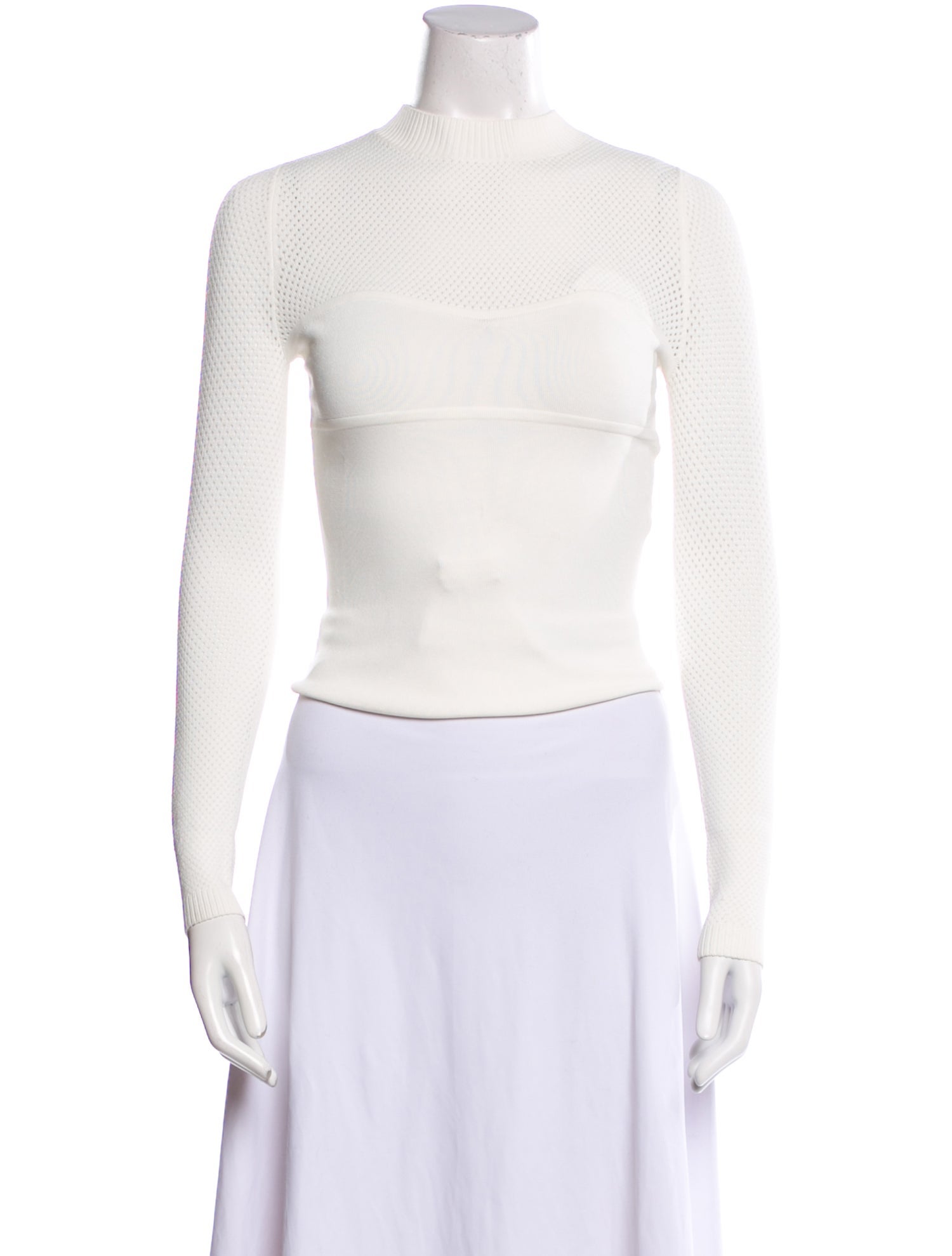 Fleur Du Mal Mock Neck Long Sleeve Crop Top