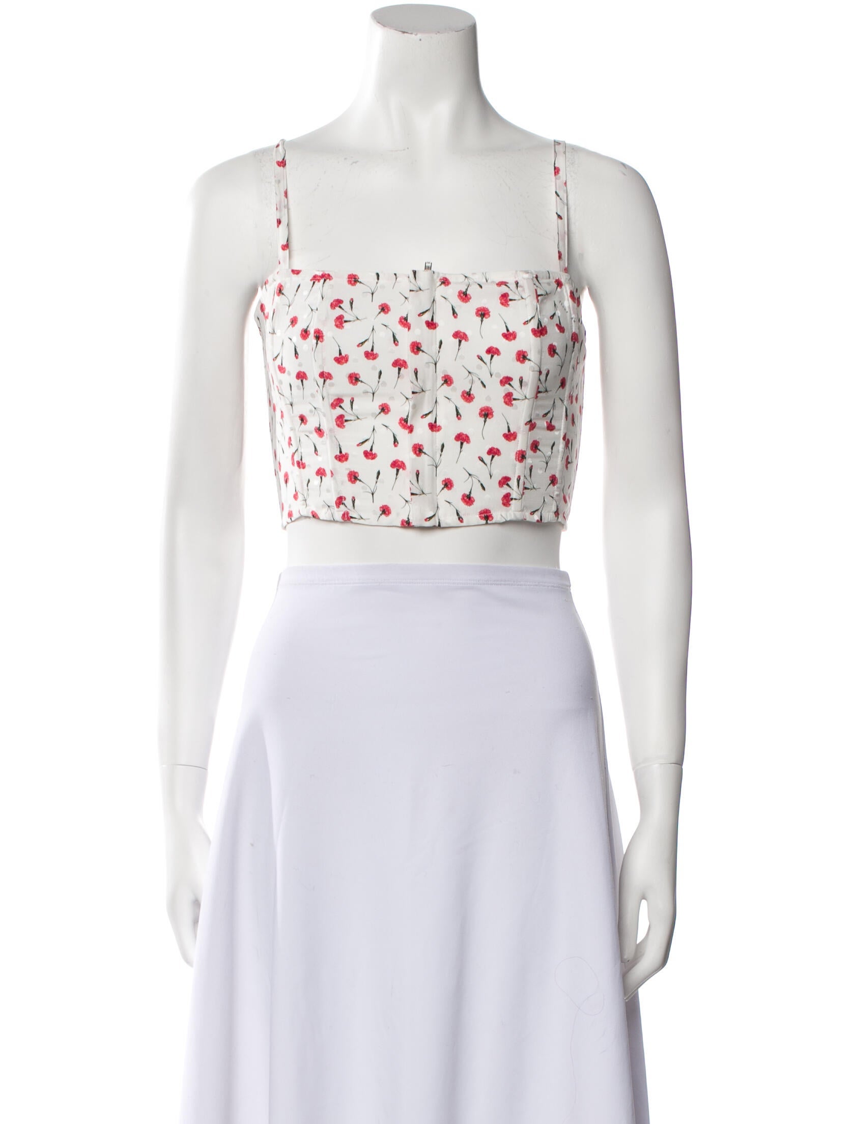 Fleur Du Mal Silk Floral Print Crop Top