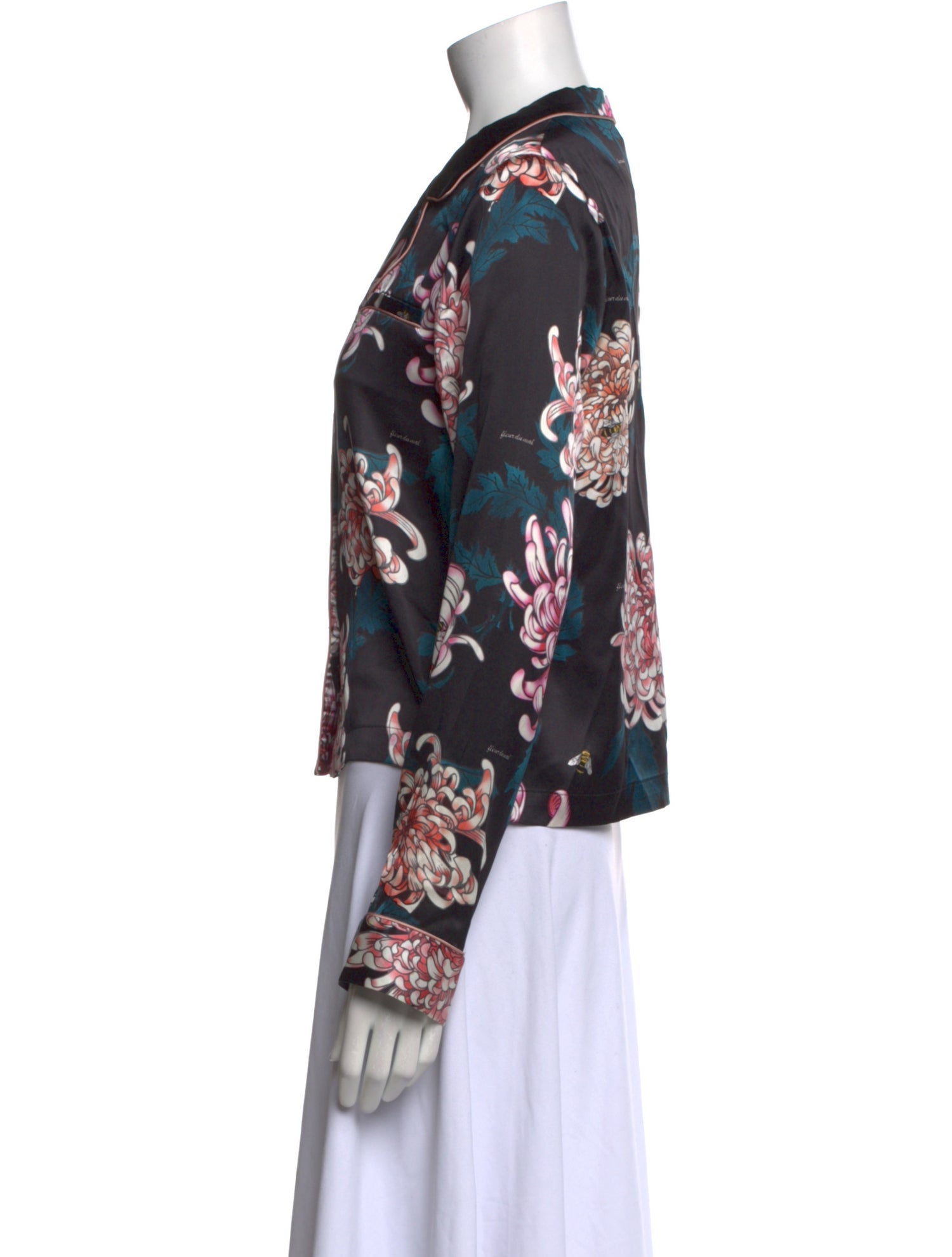 Fleur Du Mal Silk Floral Print Button-Up Top